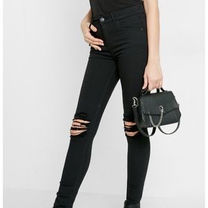 Black distressed denim